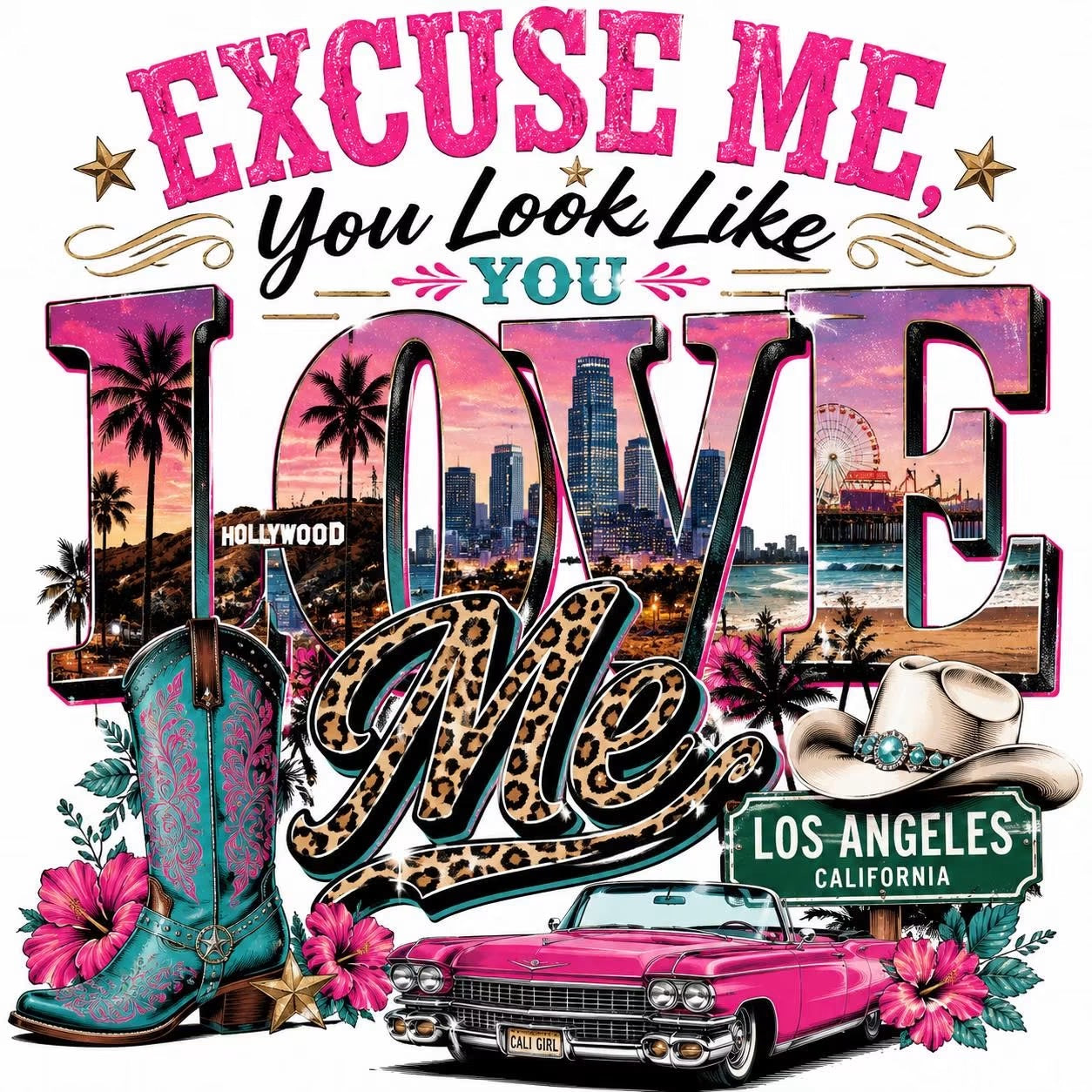 DTF TRANSFER EXCUSE ME CALIFORNIA