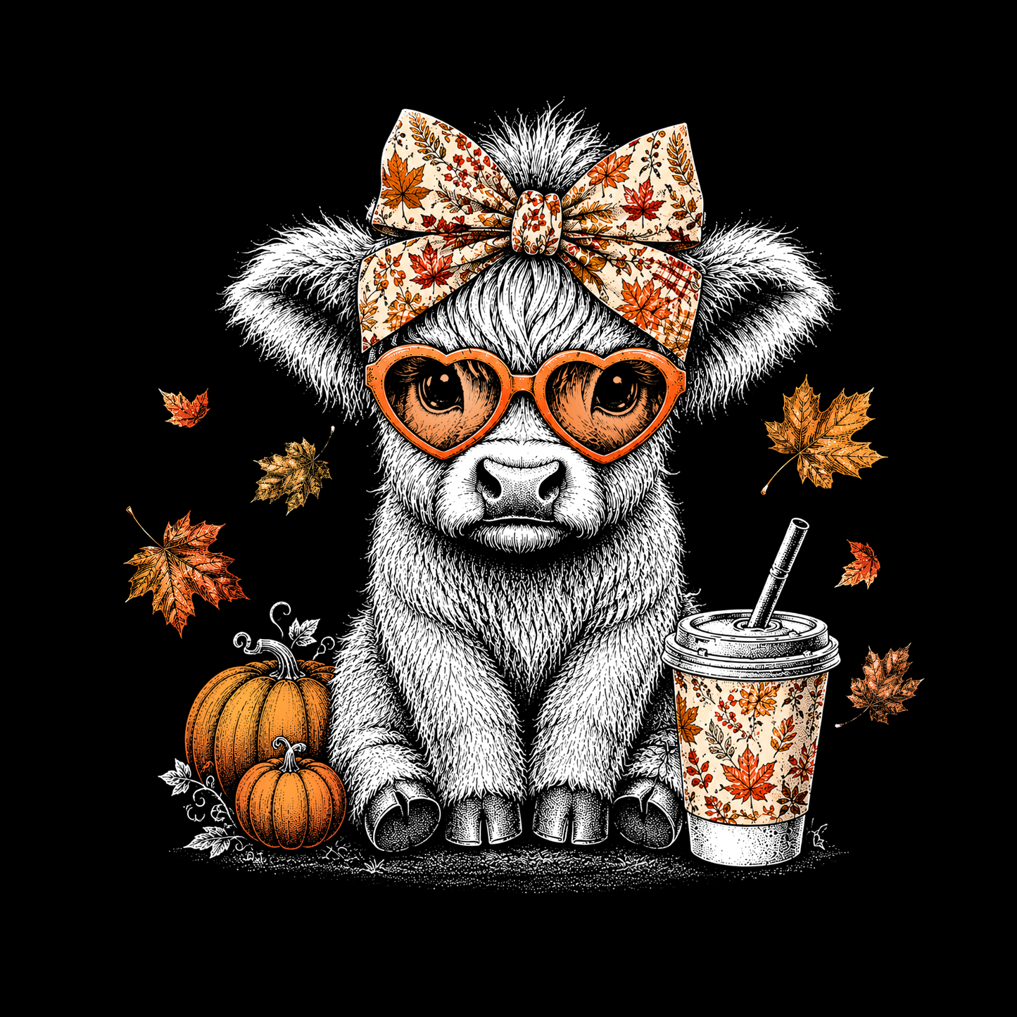 Fall highland cow